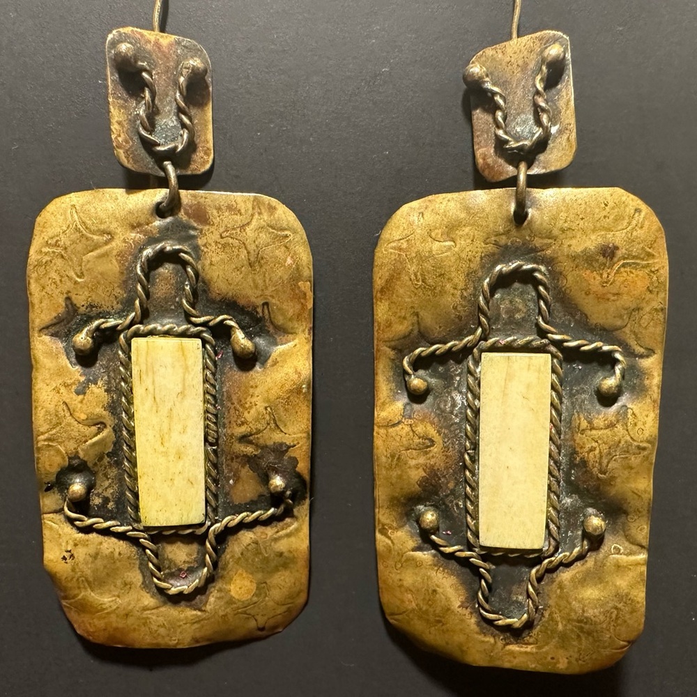 Vintage Brazilian earrings with real ivory detail